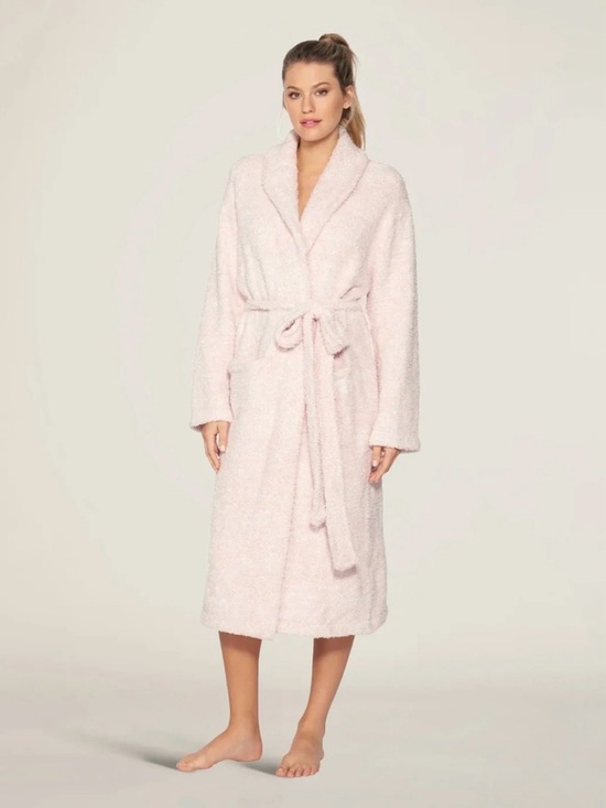 Barefoot Dreams Other - Barefoot Dreams Cozy Chic In Dusty Rose-white Long Robe Size 2 (L/XL) Belted
